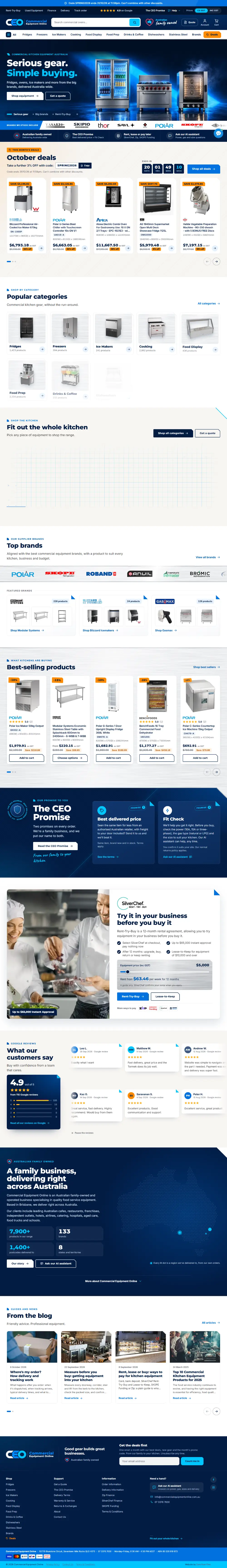 The full new Commercial Equipment Online home page