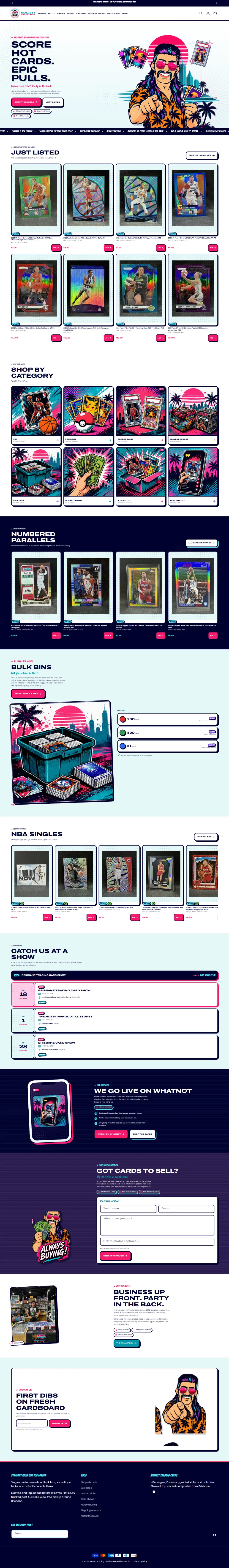 The full Mullett Trading Cards home page