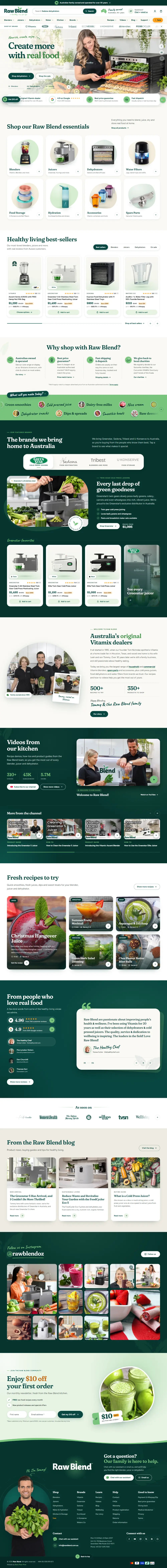 The full Raw Blend home page